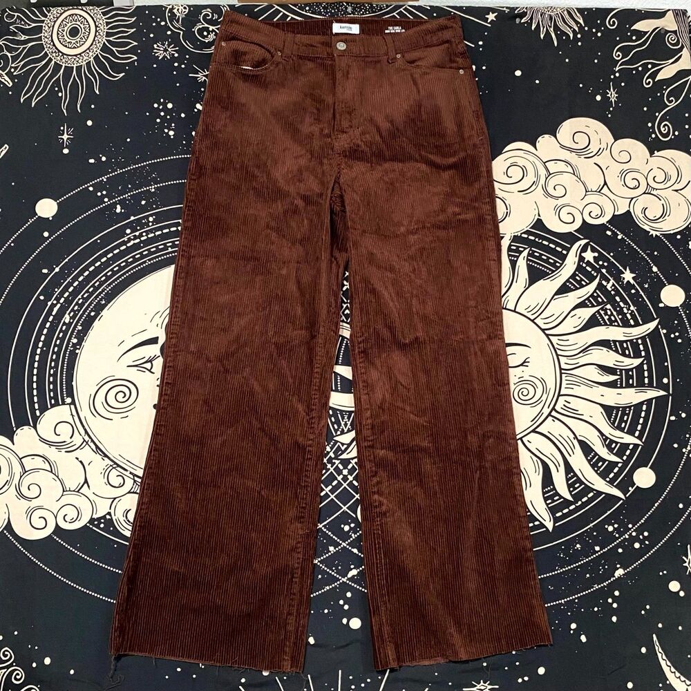 Kensie Carla Pant Women's 12 Brown Corduroy Cotton Chino Preppy Career Stretch
